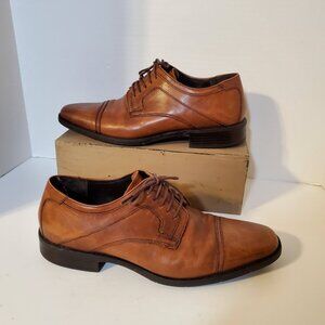 Johnston & Murphy Tan Sheepskin Captoe Oxford Men's Dress Shoes 20-1276 Size 9